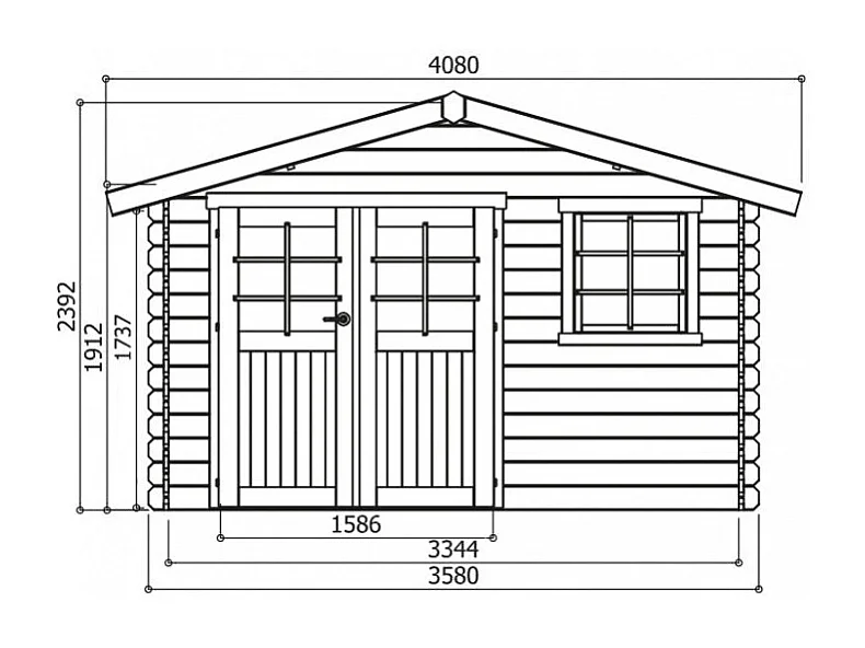 Abri de jardin en bois - 3580 x 2980 mm