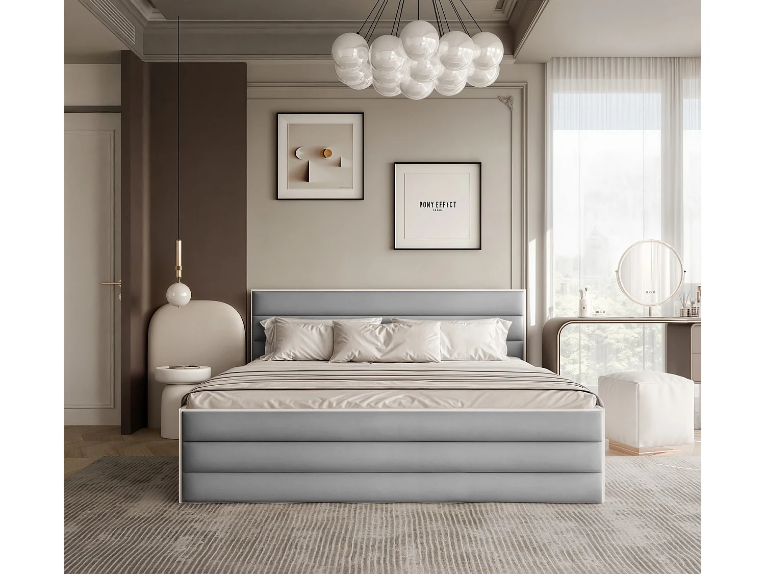 Lit tapissé VANTAGE avec coffre de rangement pour la literie | 120x200 Gris