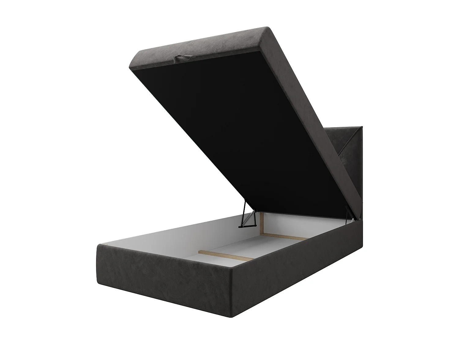 BEDANTE Boxspringbett ALTEA 80x200 Monolith 92 Grau Bett Bettkasten Einzellbett Hotelbett Topper Matratze Schlafzimmer Stauraum MONOLITH