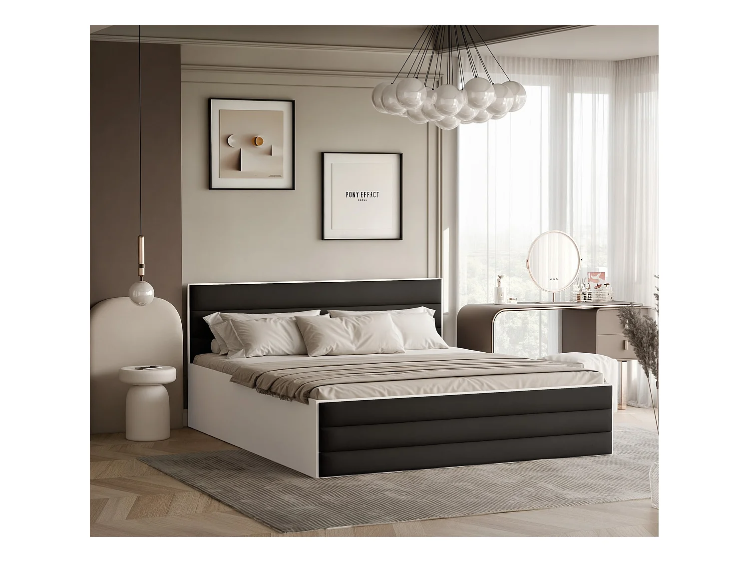 Lit tapissé VANTAGE avec coffre de rangement pour la literie | 120x200 Noir