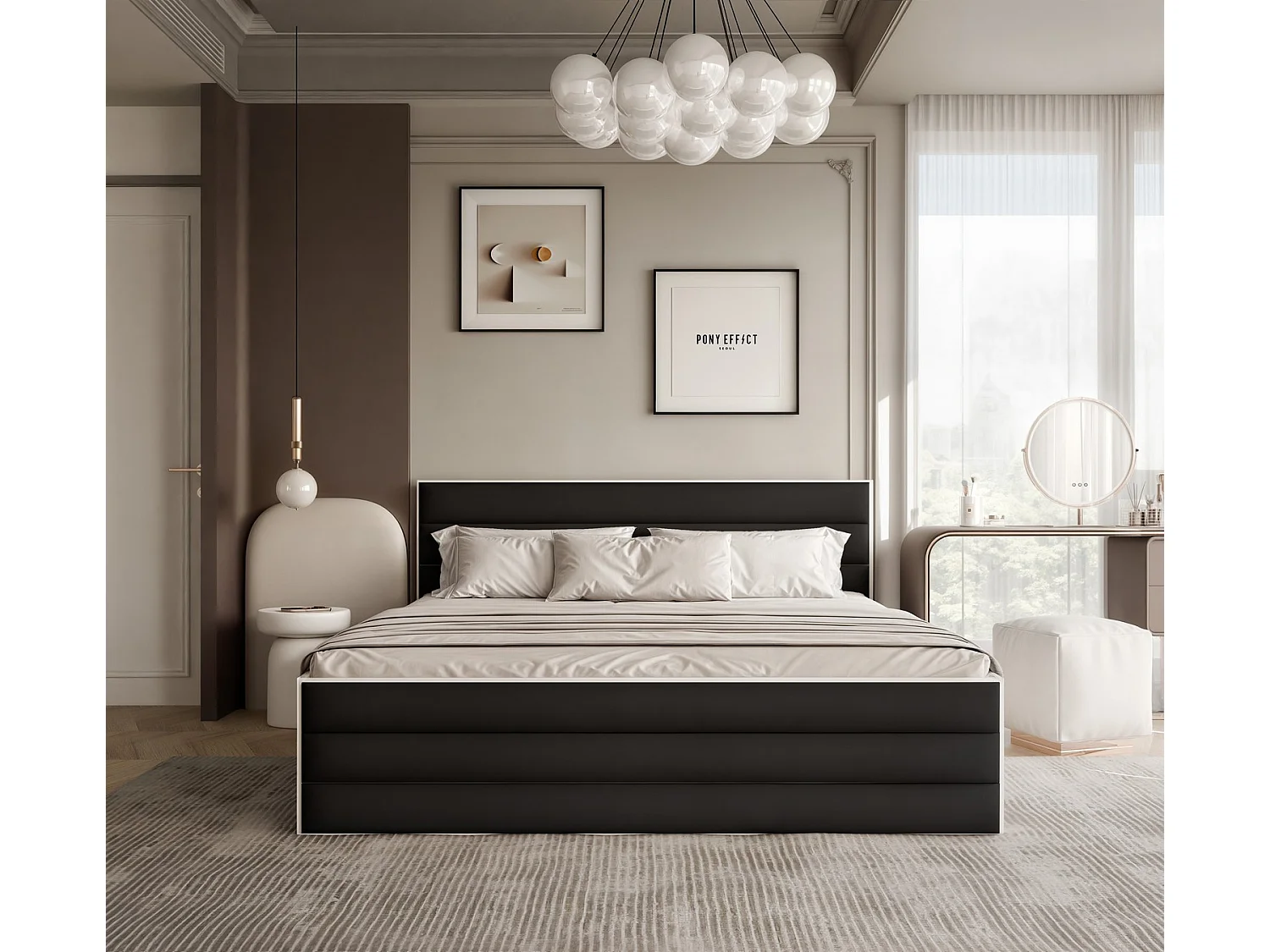 Lit tapissé VANTAGE avec coffre de rangement pour la literie | 120x200 Noir