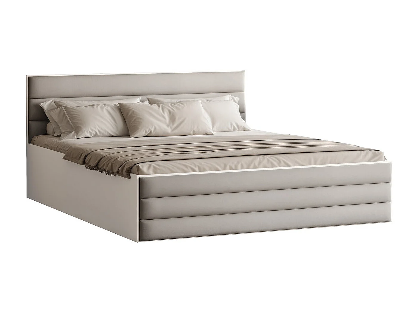 Lit tapissé VANTAGE avec coffre de rangement pour la literie | 120x200 Crème