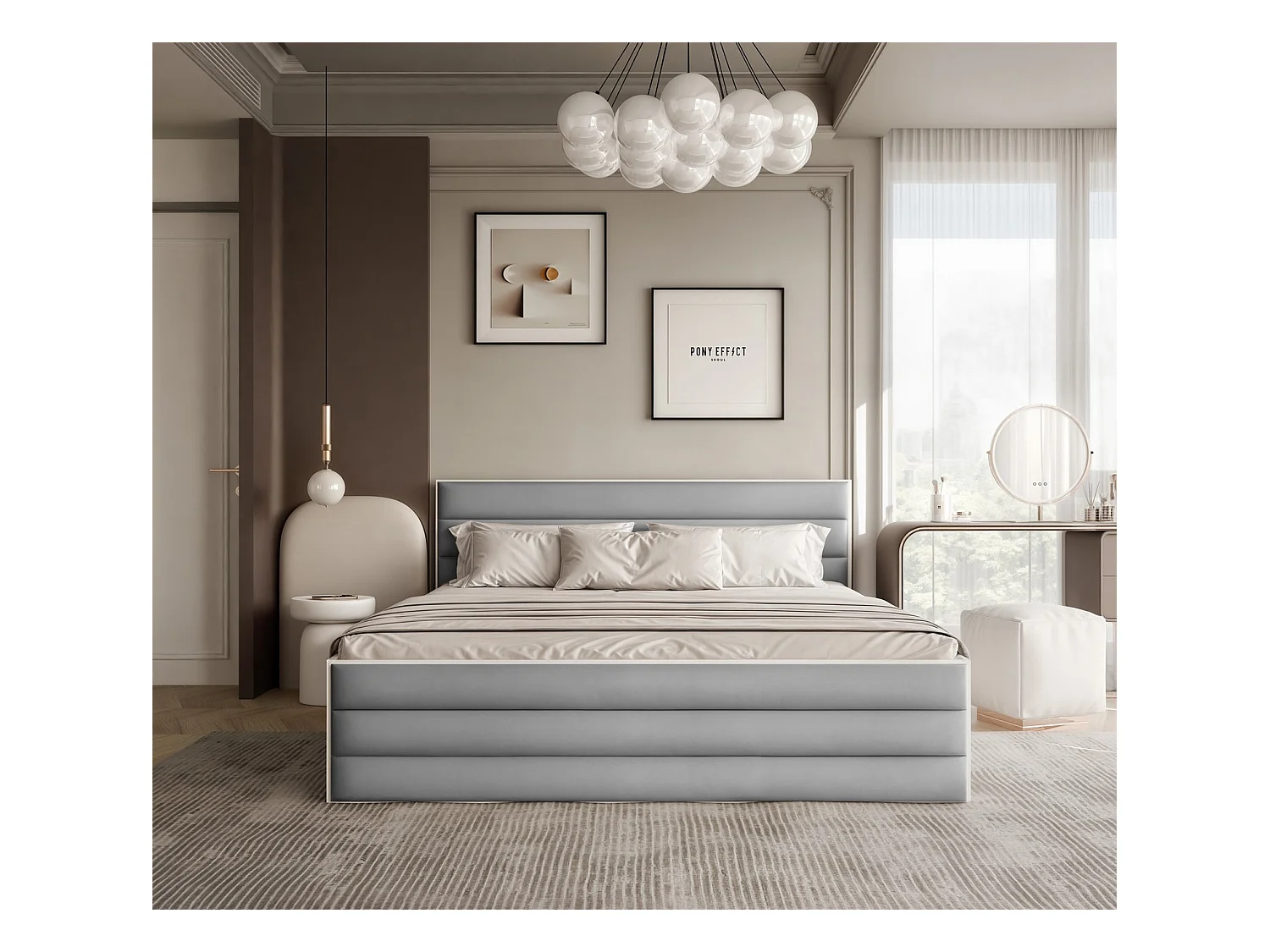 Lit tapissé VANTAGE avec coffre de rangement pour la literie | 140x200 Gris