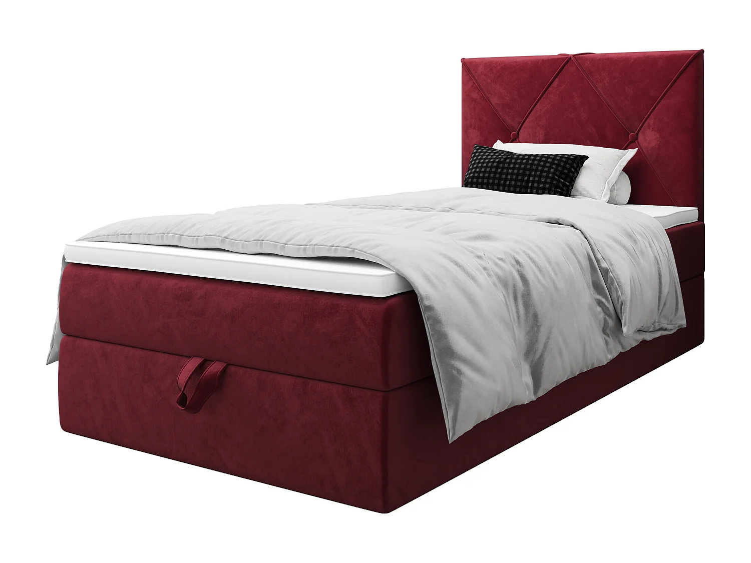 BEDANTE Lit boxspring ALTEA 80x200 Monolith 59 rouge lit coffre lit simple lit d’hôtel