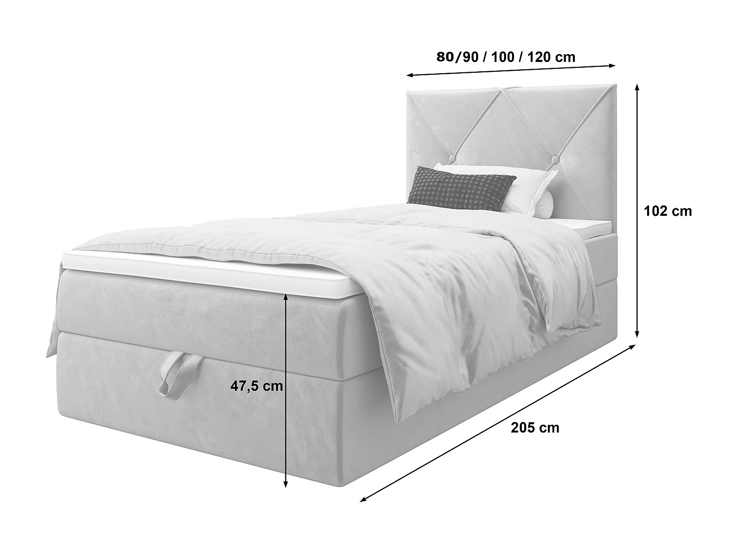 BEDANTE Lit boxspring ALTEA 80x200 Monolith 59 rouge lit coffre lit simple lit d’hôtel