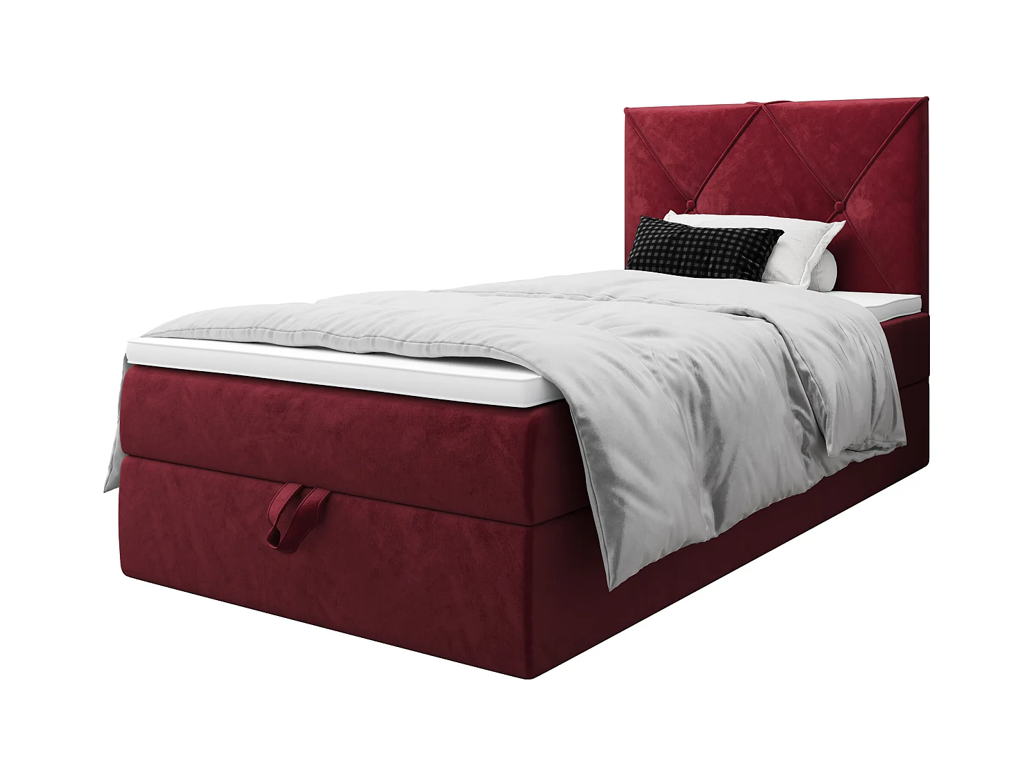 BEDANTE Boxspringbett ALTEA 80x200 Monolith 59 Rot Bett Bettkasten Einzellbett Hotelbett Topper Matratze Schlafzimmer Stauraum MONOLITH