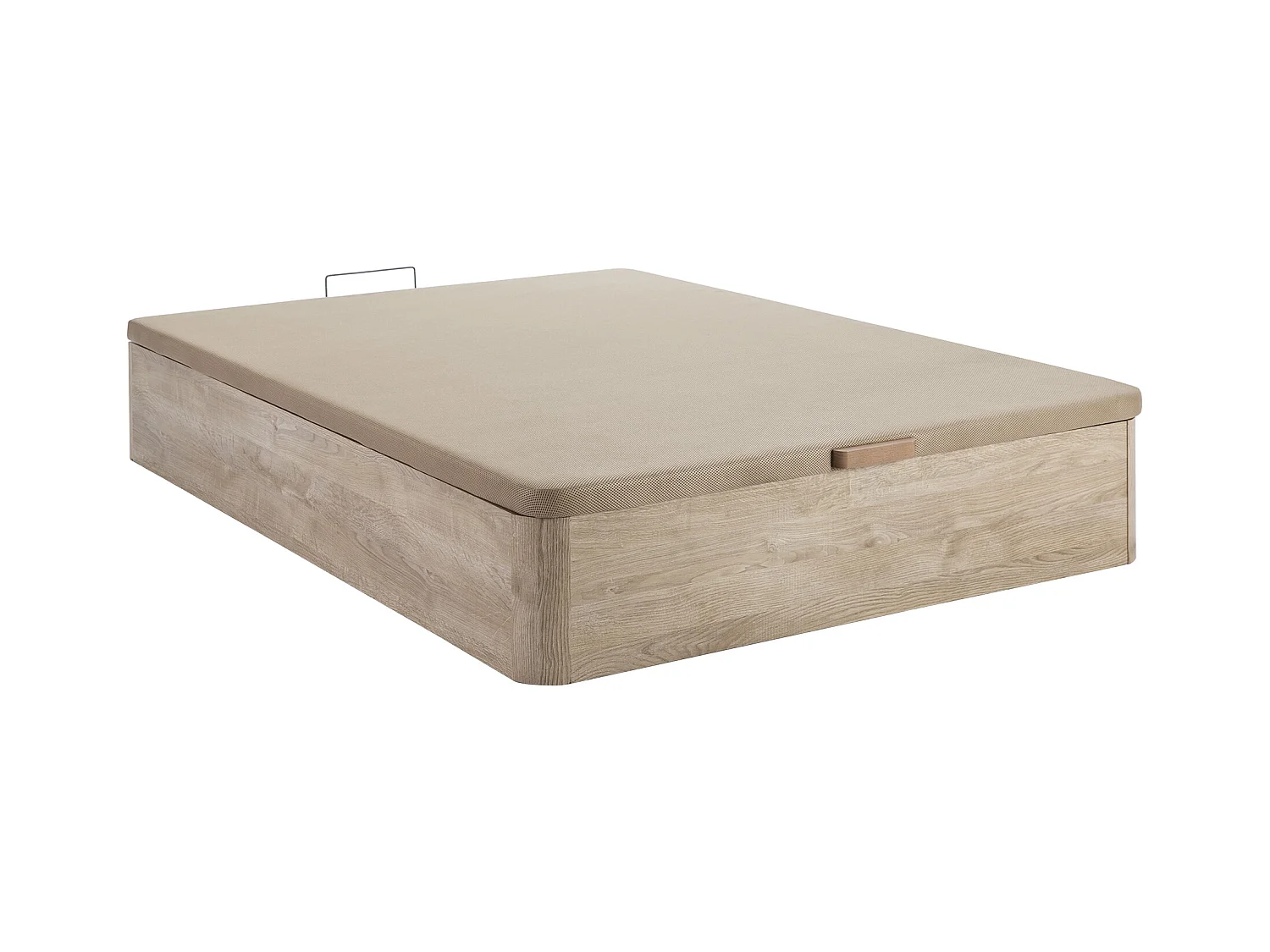 Zestaw 140 x 190 cm łóżko ze skrzynią jasny naturalny + materac z kieszeniowymi sprężynami 7 stref z warstwą TPE gr.28cm - ONEBIA de PALACIO