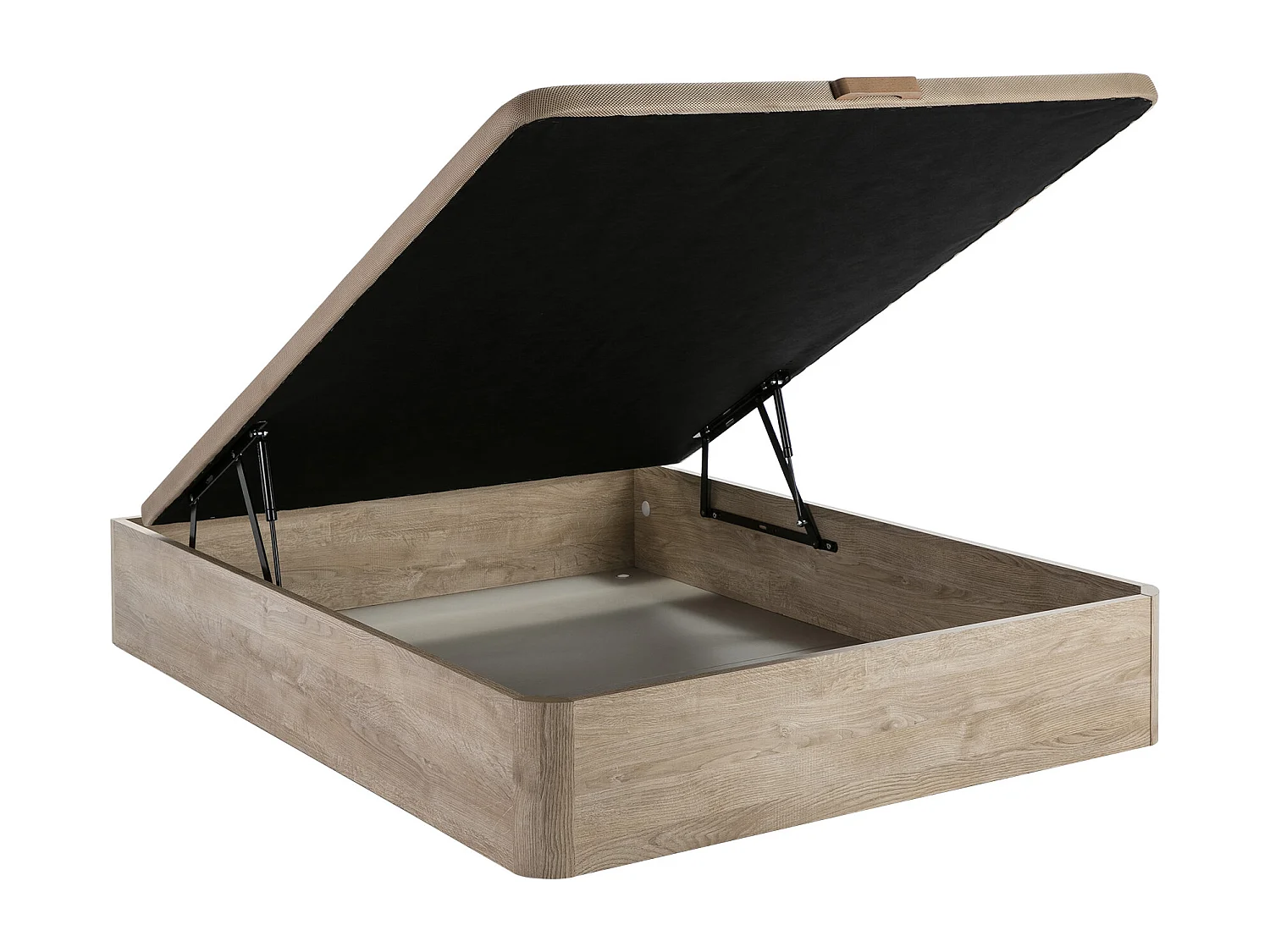 Sett 160 x 200 cm oppbevaringsseng i lys naturfarget + madras med 7-soners posefjæring TPE-overflate 28 cm tykk - ONEBIA fra PALACIO