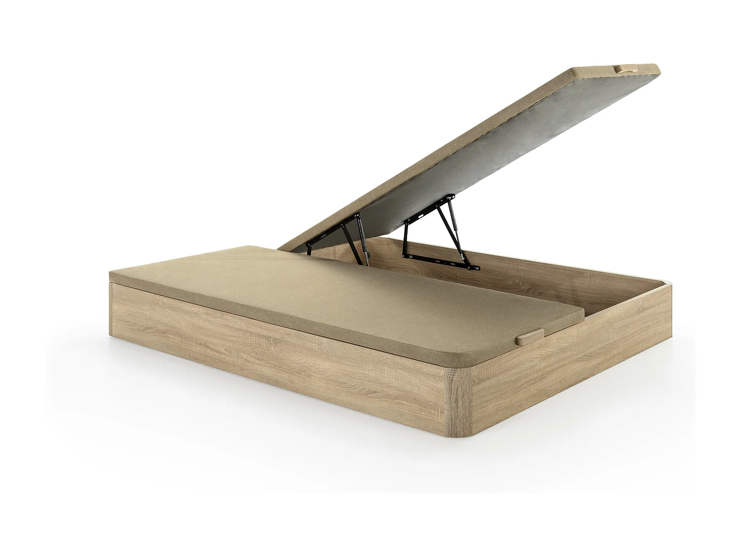 Set 180 x 200 cm sängbotten med förvaring i ljusnaturfärg + madrass med 7-zons individuellt packade fjädrar och TPE-skikt tjocklek 28cm - ONEBIA från PALACIO