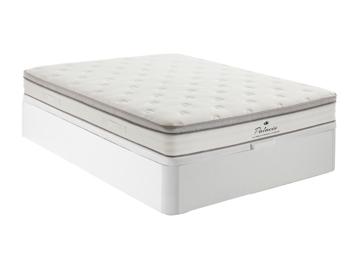 Bett-Set 140x190 cm - Bettkasten Weiß + Taschenfederkernmatratze 7 Zonen + günstig online kaufen