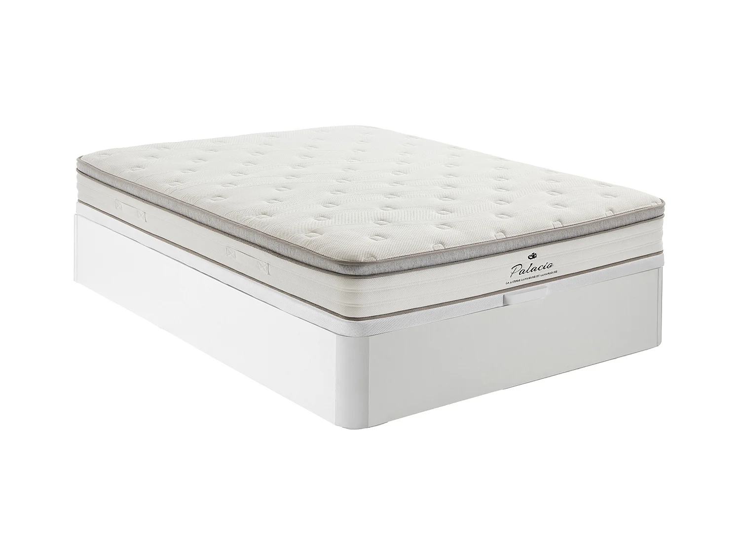Ensemble 160 x 200 cm sommier coffre blanc + matelas ressorts ensachés 7 zones accueil TPE ép.28cm - ONEBIA de PALACIO