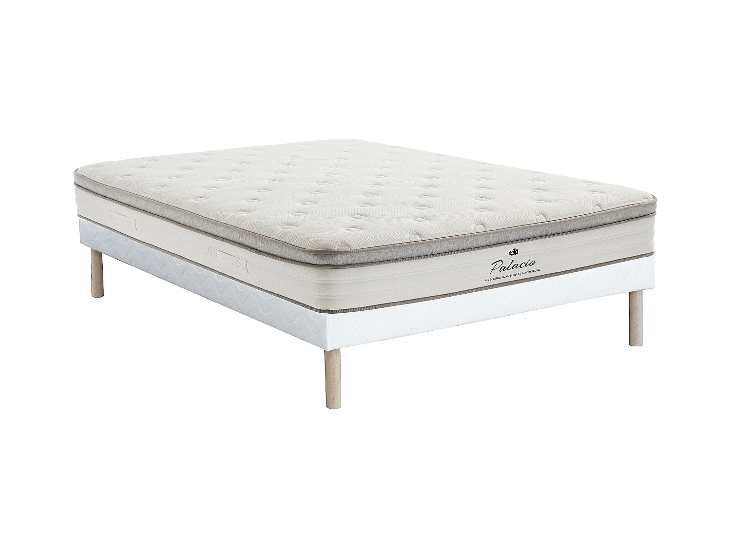 Ensemble 140 x 190 cm sommier tapissier + matelas ressorts ensachés 7 zones accueil TPE ép.28cm - ONEBIA de PALACIO