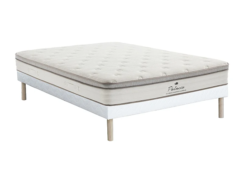 Bett-Set 160x200 cm - Polsterbettgestell + Taschenfederkernmatratze 7 Zonen + TPE - 28 cm - ONEBIA von PALACIO