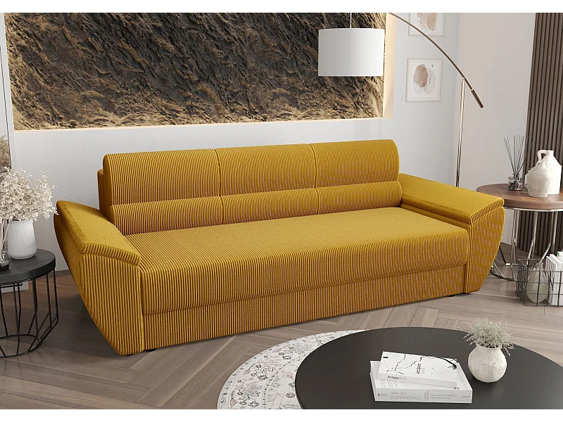 BEDANTE CANAPÉ REBI BIS avec fonction lit POSO 01 Sable avec espace de rangement, coffre de lit, canapé de salon, sofa, canapé-lit, canapé avec coffre