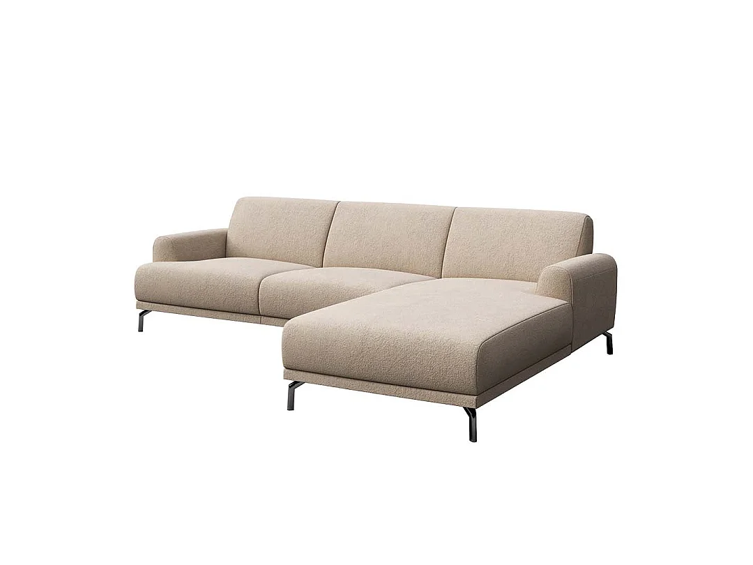 Canapé d'angle 4 places en tissu beige PUZO