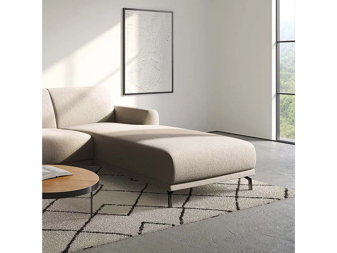 Canapé d'angle 4 places en tissu beige PUZO