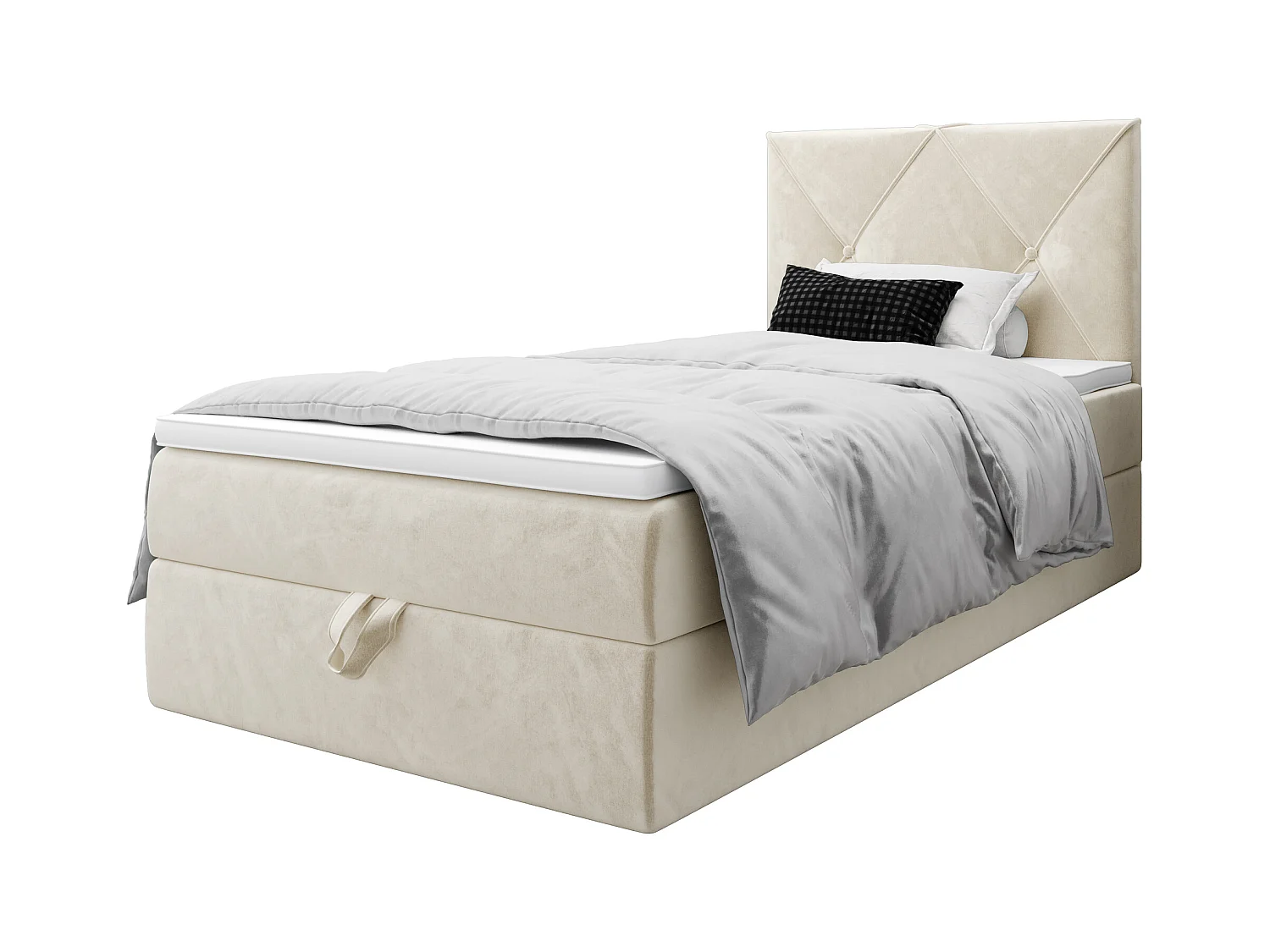 BEDANTE Boxspringbett ALTEA 80x200 Monolith 02 Creme Bett Bettkasten Einzellbett Hotelbett Topper Matratze Schlafzimmer Stauraum MONOLITH