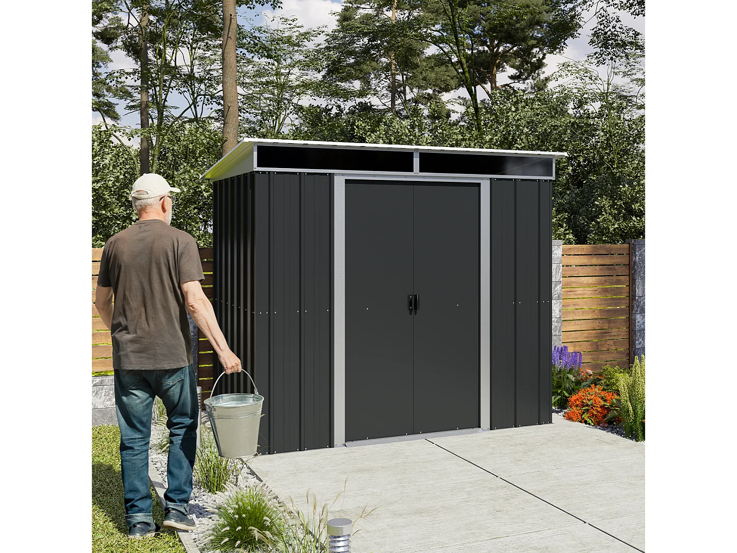 Tuinberging in metaal antraciet - 3,78 m²