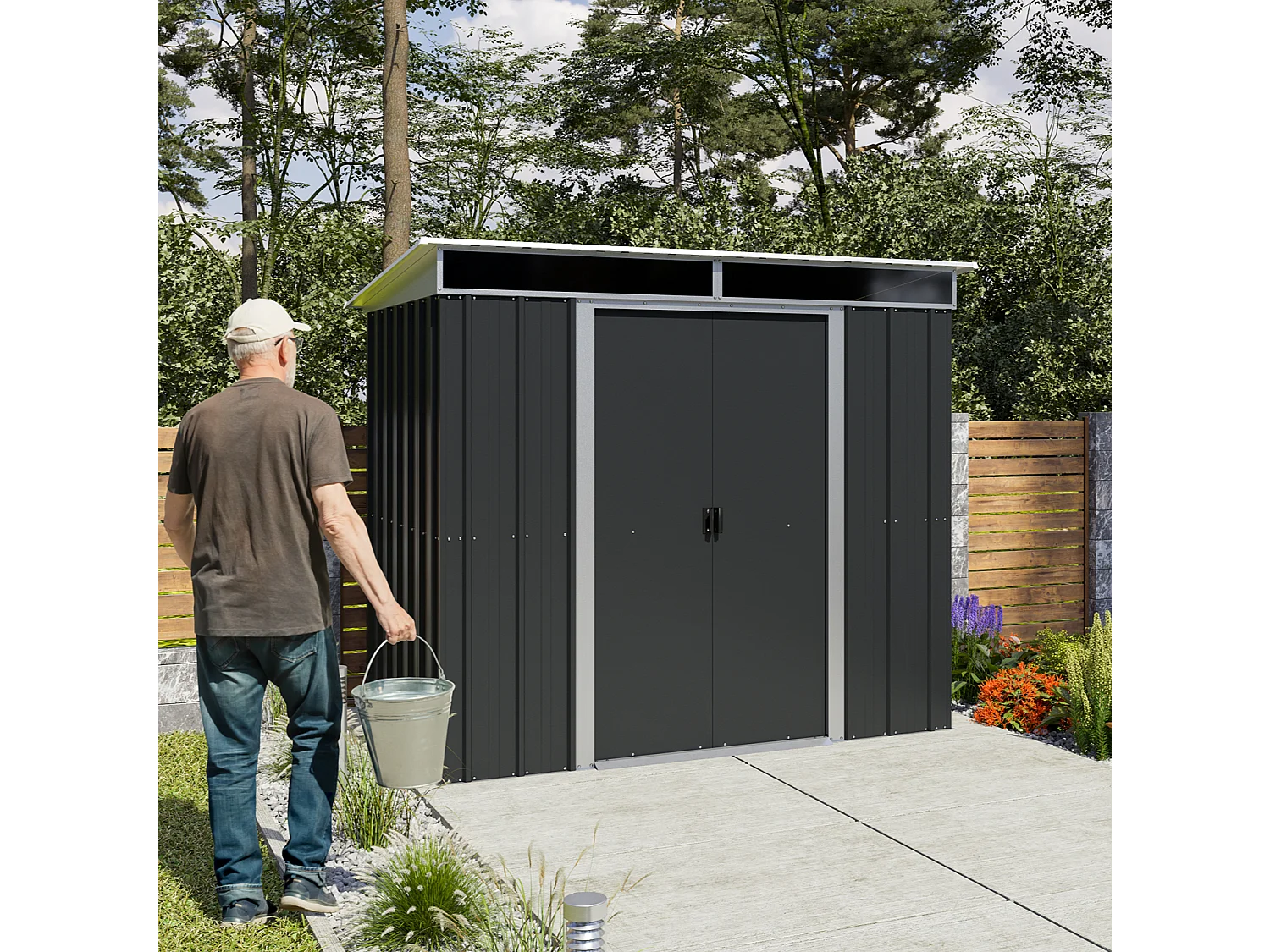 Tuinberging in metaal antraciet - 3,78 m²