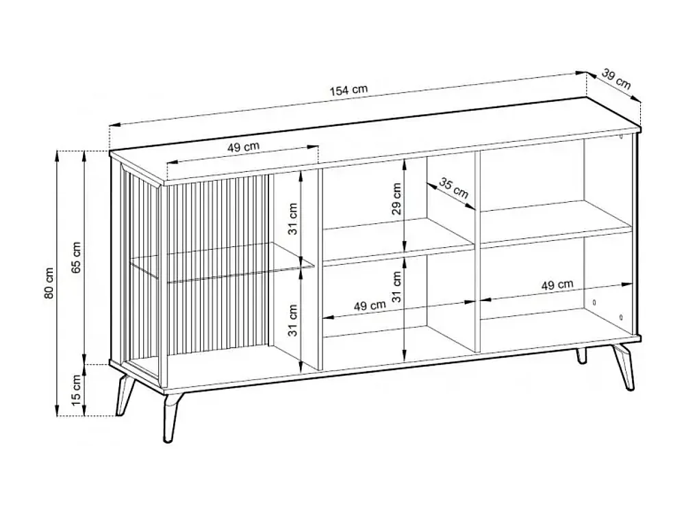 Aparador AMBIHOME RAVEN - Caxemira/Noz, C154xP39xA80cm