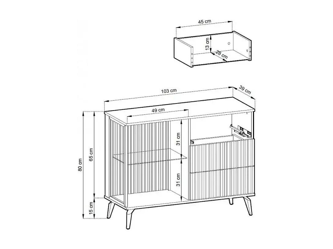 Cómoda AMBIHOME RAVEN - Caxemira/Noz, C103xP39xA80cm