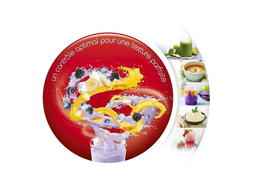 MOULINEX Batidora Batidora Batidora, Potencia 800 W, Cuchillas de Acero Inoxidable, 5 Velocidades, Vaso de Vidrio Térmico de 1,7