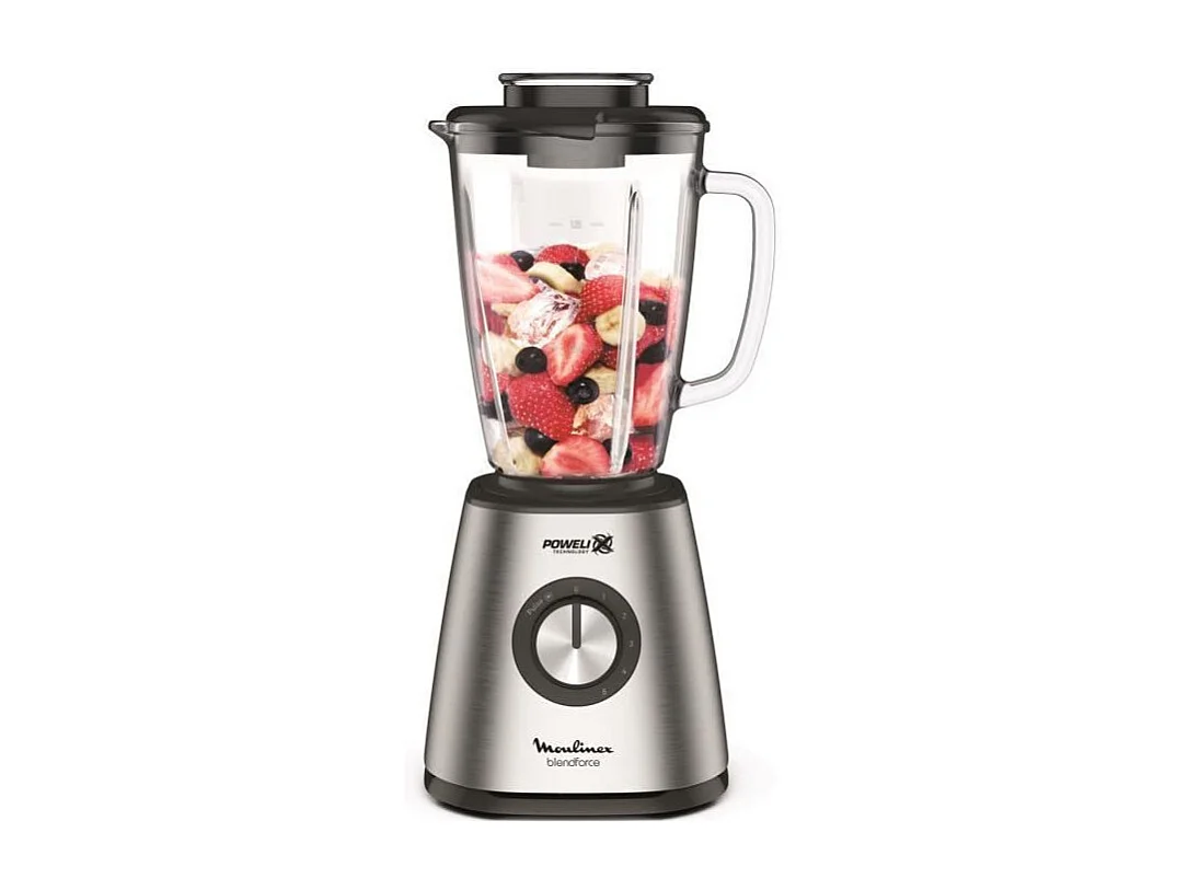 MOULINEX Batidora Batidora Batidora, Potencia 800 W, Cuchillas de Acero Inoxidable, 5 Velocidades, Vaso de Vidrio Térmico de 1,7