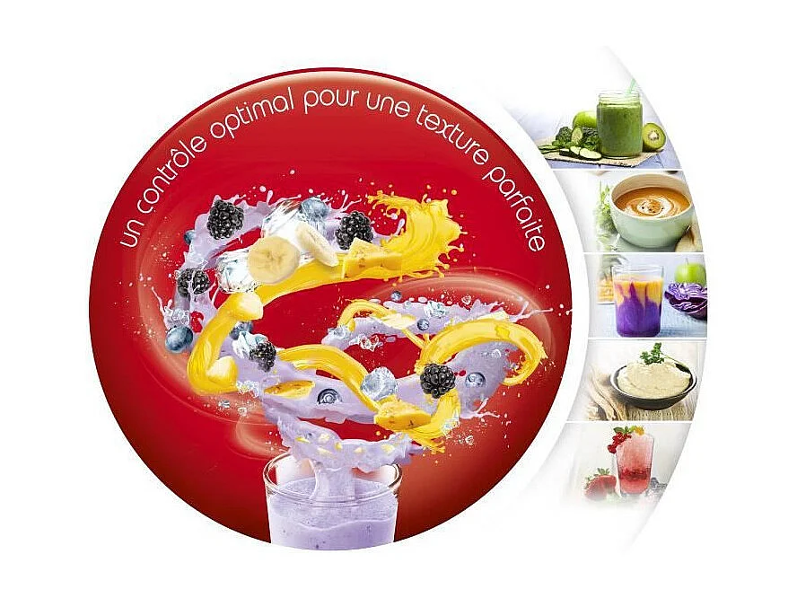 MOULINEX Batidora Batidora Batidora, Potencia 800 W, Cuchillas de Acero Inoxidable, 5 Velocidades, Vaso de Vidrio Térmico de 1,7