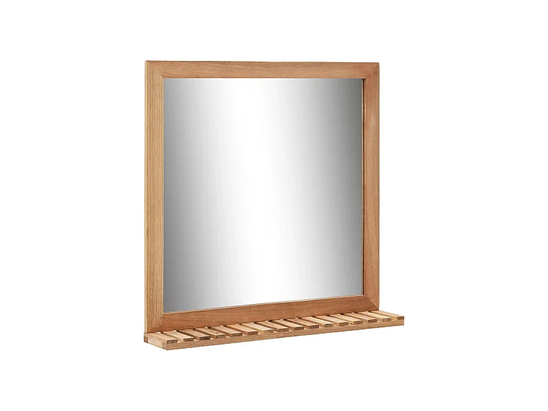 Espelho de Banheiro em Madeira de Nogueira Maciça - 60x12x62 cm Elegante e Funcional