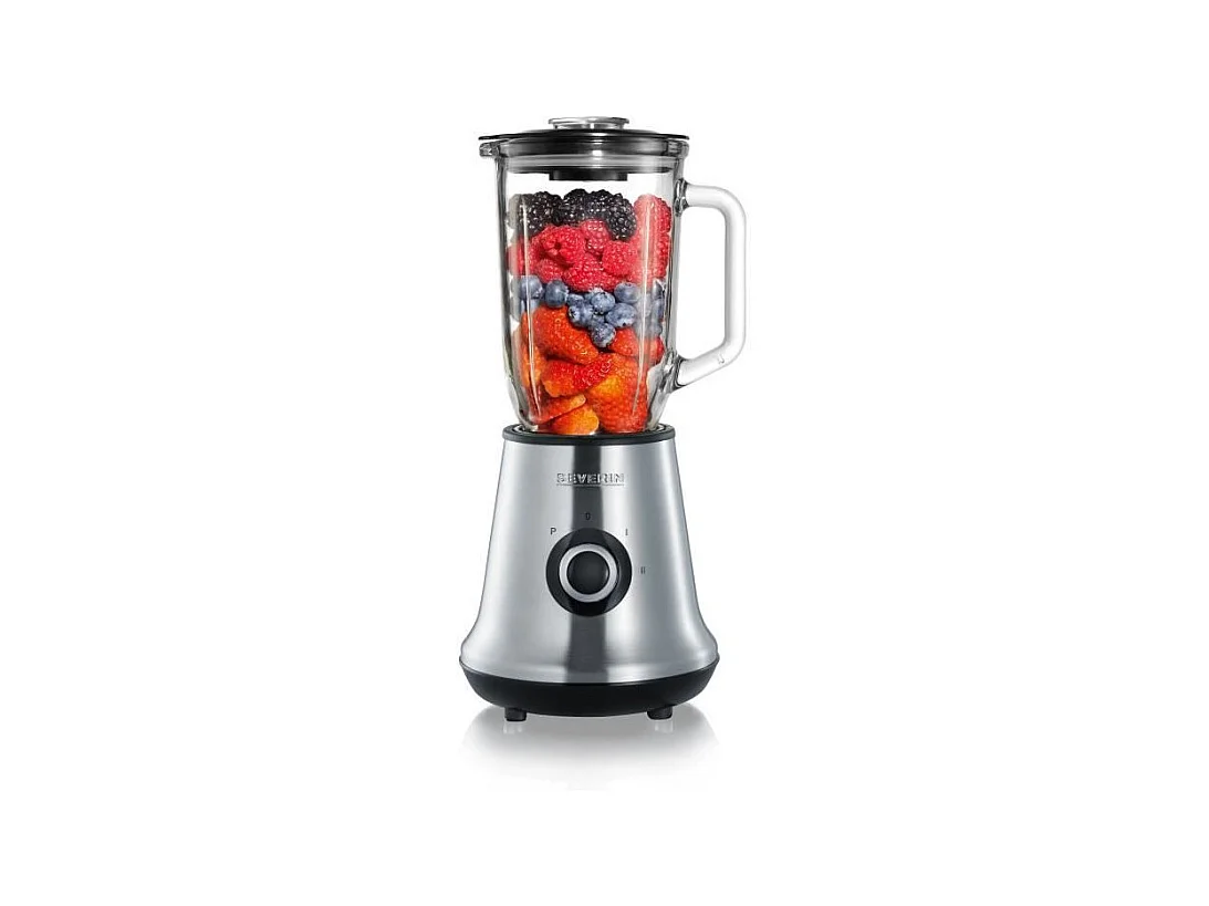 SEVERIN SM3734 Blender, recipient en verre d1L amovible, 2 vitesses + fonction pulse, 22 000 tours/min, range cable, inox / Noir