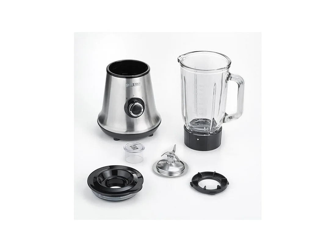 SEVERIN SM3734 Blender, recipient en verre d1L amovible, 2 vitesses + fonction pulse, 22 000 tours/min, range cable, inox / Noir