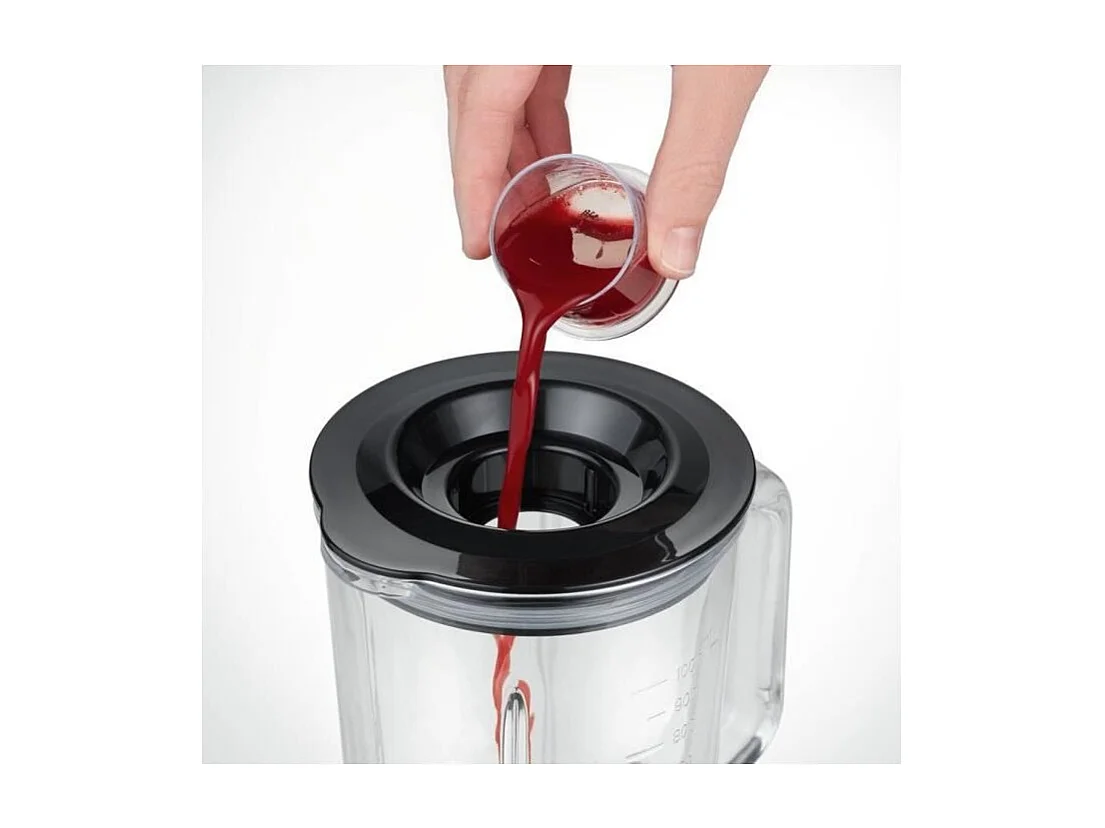 SEVERIN SM3734 Blender, recipient en verre d1L amovible, 2 vitesses + fonction pulse, 22 000 tours/min, range cable, inox / Noir