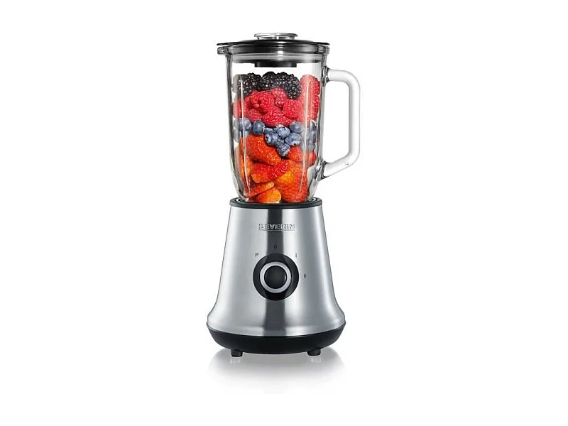 SEVERIN SM3734 Blender, recipient en verre d1L amovible, 2 vitesses + fonction pulse, 22 000 tours/min, range cable, inox / Noir