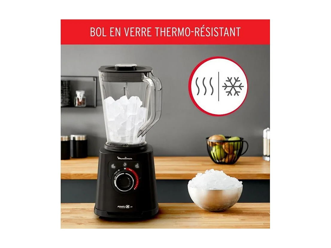 MOULINEXMixer, leichte, unzerbrechliche Schüssel 2 l, Hochgeschwindigkeitsmixer, Powelix LifeKlingen, einfache Reinigung, Perf
