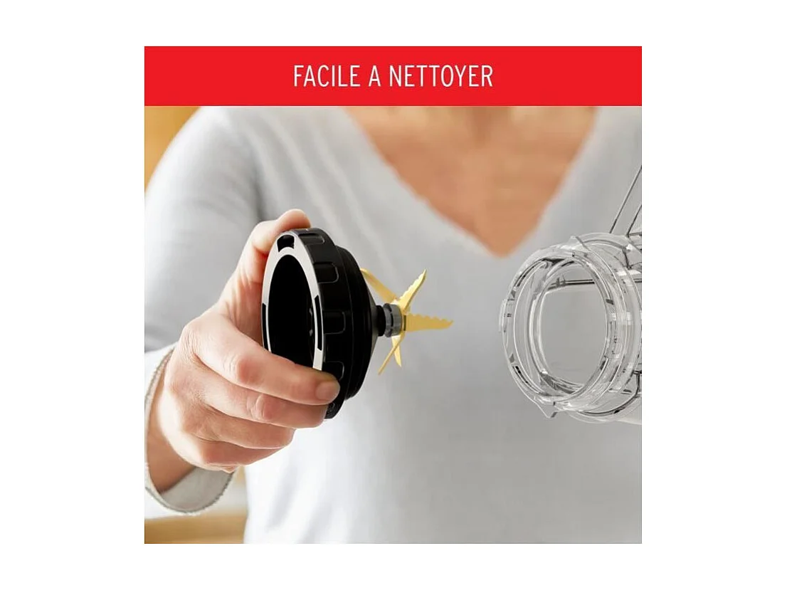 MOULINEXMixer, leichte, unzerbrechliche Schüssel 2 l, Hochgeschwindigkeitsmixer, Powelix LifeKlingen, einfache Reinigung, Perf