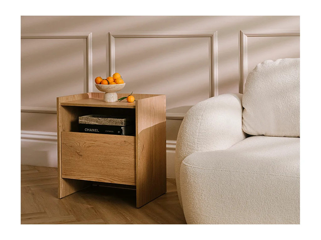 Mesa de Cabeceira AMBIHOME JANDI - Carvalho claro, C53xP38xA61cm