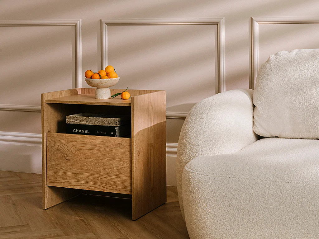 Mesa de Cabeceira AMBIHOME JANDI - Carvalho claro, C53xP38xA61cm