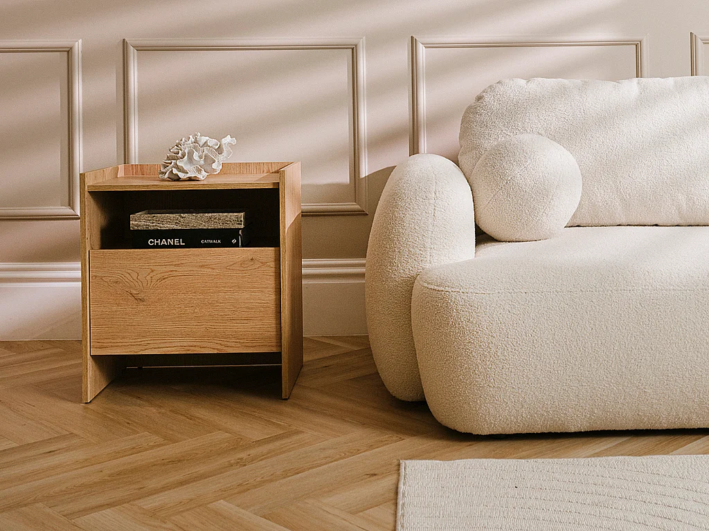 Mesa de Cabeceira AMBIHOME JANDI - Carvalho claro, C53xP38xA61cm