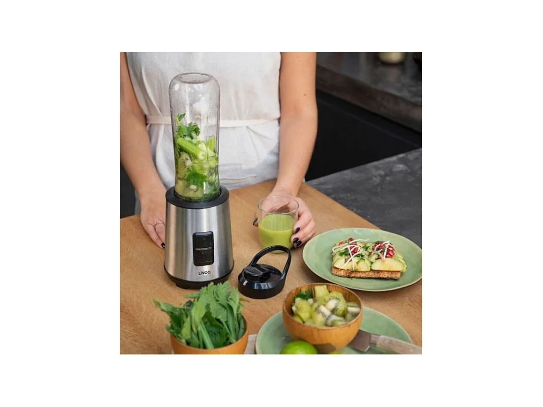 Mini blender - LIVOO - DOP240 - 600 ml - 300 W - Acier inoxydable / Noir