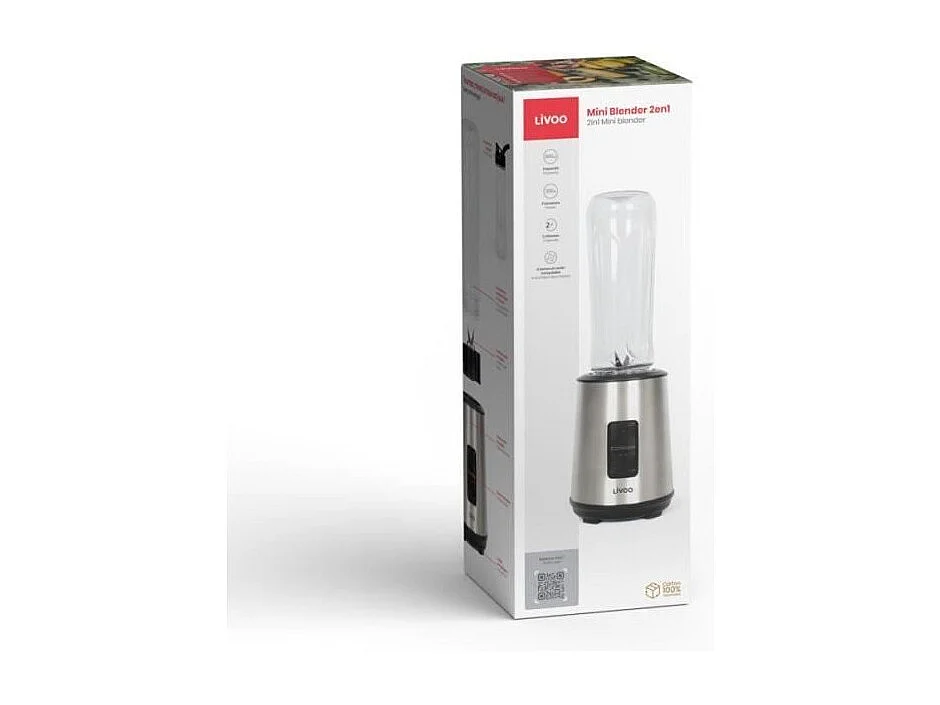 Mini blender - LIVOO - DOP240 - 600 ml - 300 W - Acier inoxydable / Noir
