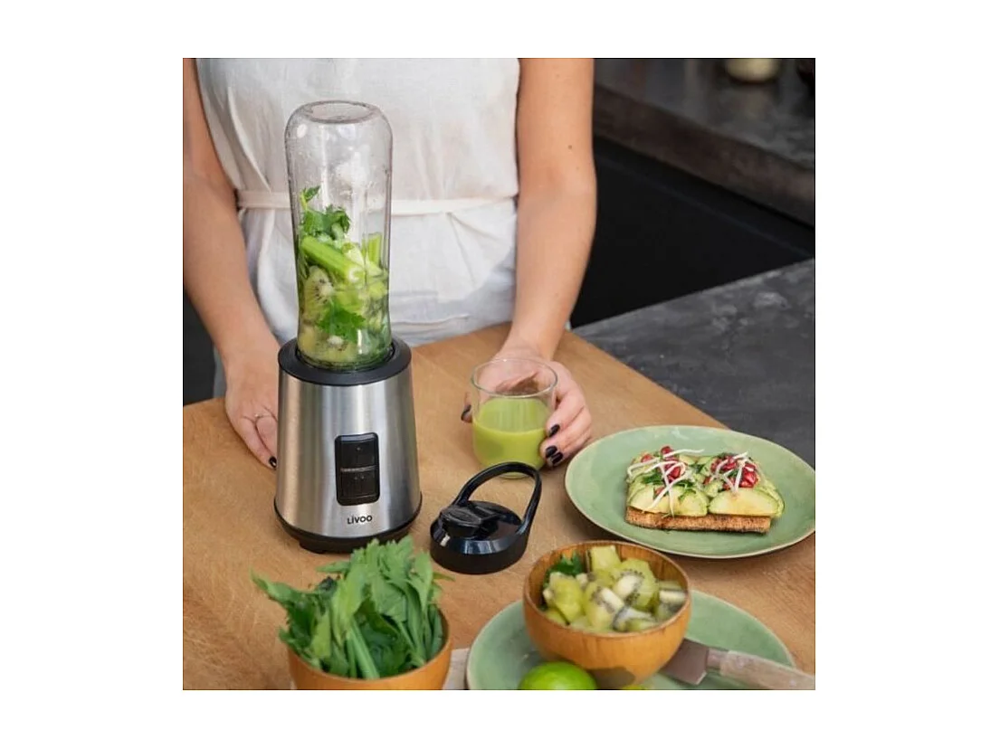Mini blender - LIVOO - DOP240 - 600 ml - 300 W - Acier inoxydable / Noir