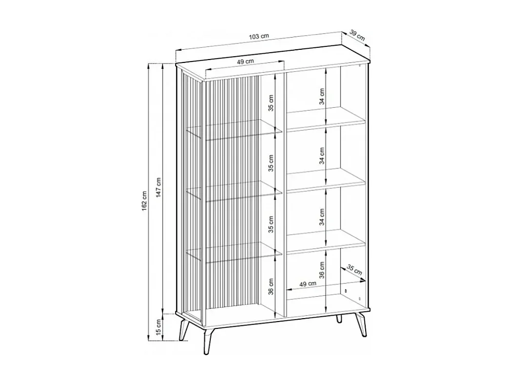 Vitrine AMBIHOME RAVEN - Caxemira/Noz, C103xP39xA162cm