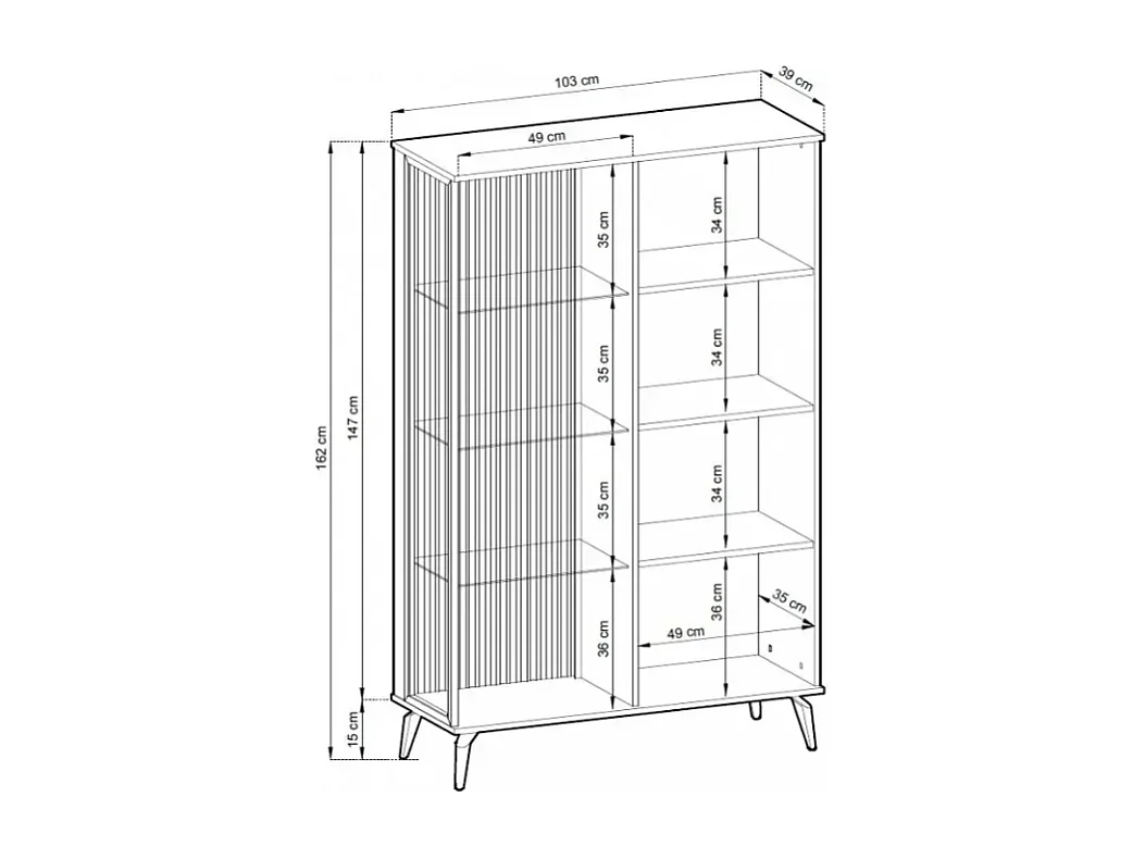 Vitrine AMBIHOME RAVEN - Caxemira/Noz, C103xP39xA162cm