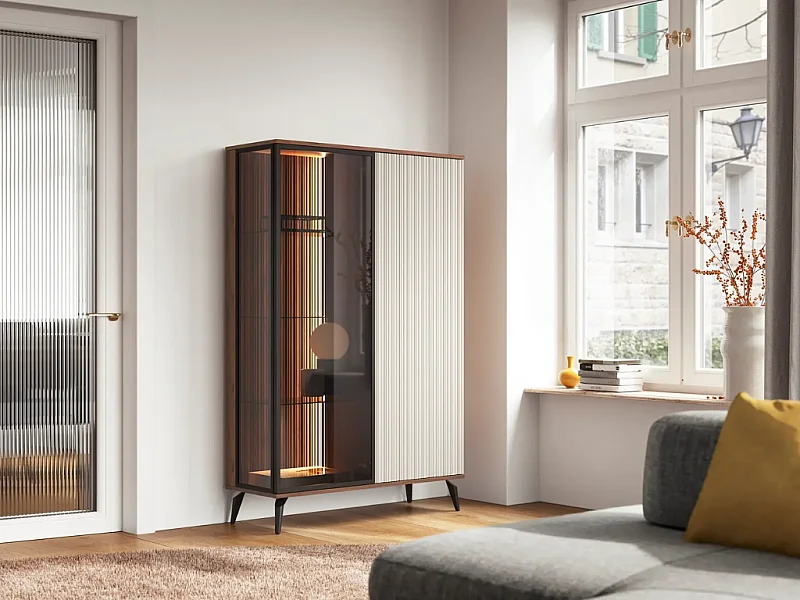 Vitrine AMBIHOME RAVEN - Caxemira/Noz, C103xP39xA162cm