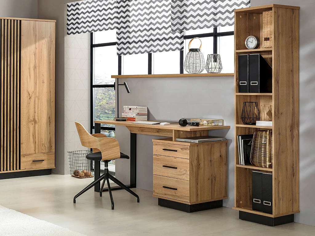 Secretária AMBIHOME MELO - Carvalho Wotan, C135xP56xA75cm