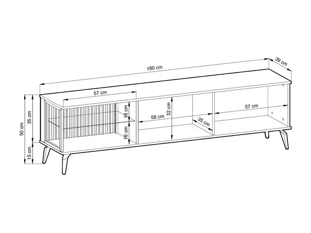 Móvel TV AMBIHOME RAVEN - Caxemira/Noz, C180xP39xA50cm