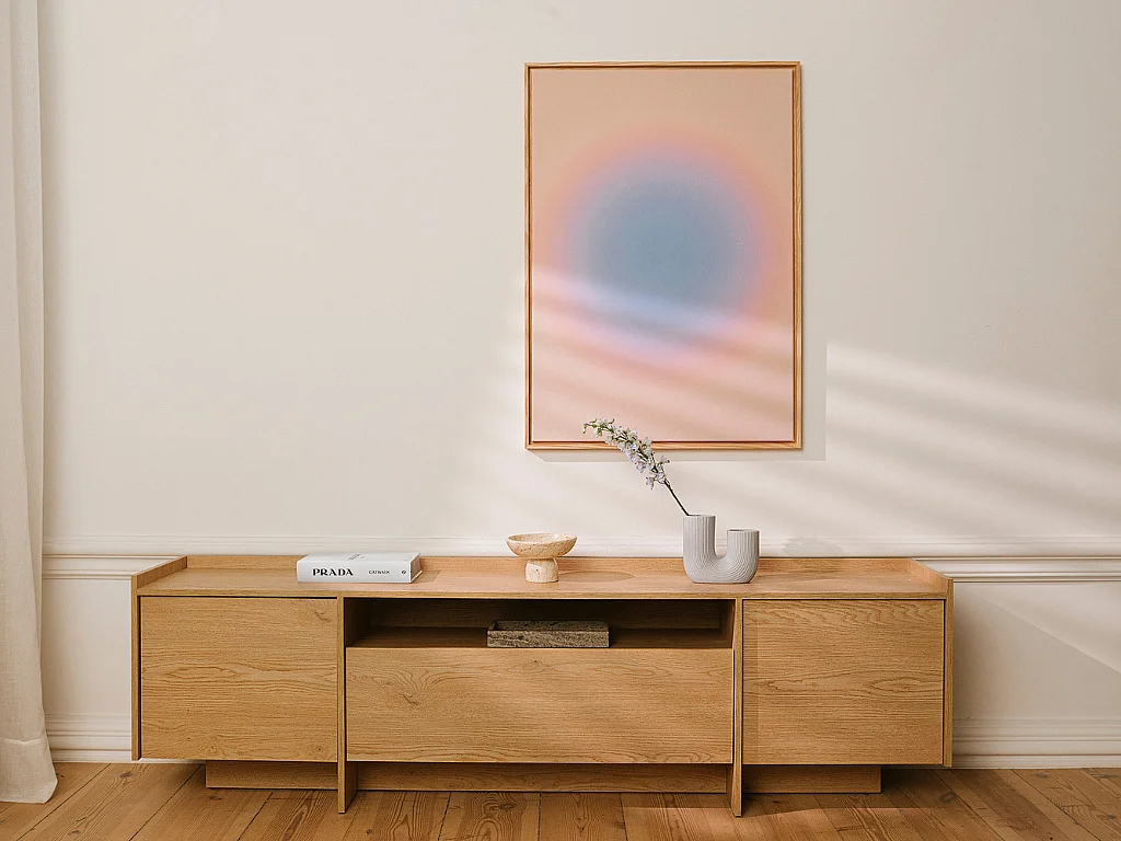 Móvel TV AMBIHOME JANDI - Carvalho claro, C197xP38xA57cm