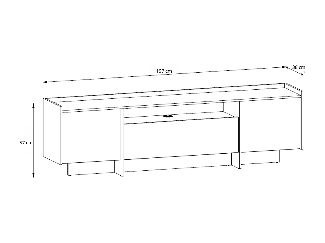 Móvel TV AMBIHOME JANDI - Carvalho claro, C197xP38xA57cm