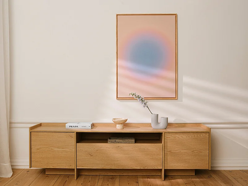 Móvel TV AMBIHOME JANDI - Carvalho claro, C197xP38xA57cm