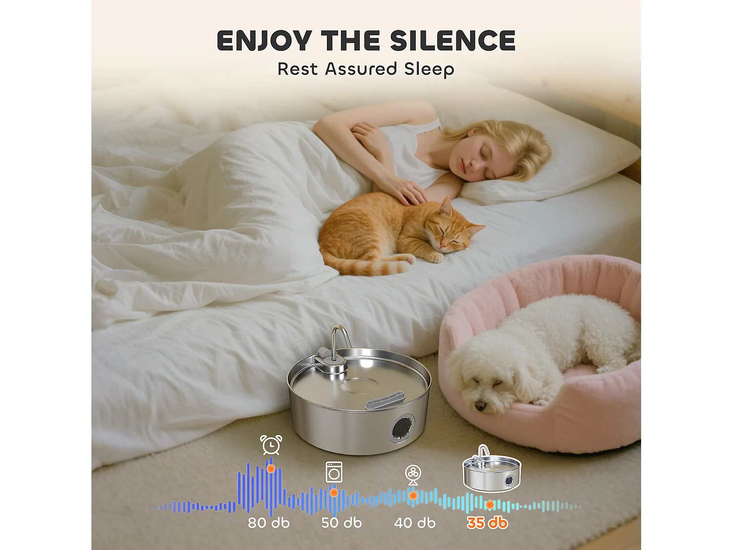 Fontanella per gatto da 7l con luce led 30.5x31.2x19.3 cm argento